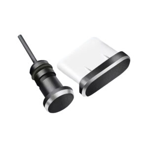 Stofplug USB-C & 3.5mm Jack poort - Metaal - Geschikt voor oplaadpoorten Smartphone/Tablet/Laptop - Zwart