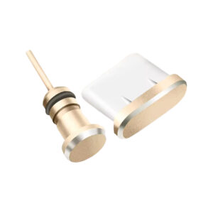 Stofplug USB-C & 3.5mm Jack poort - Metaal - Geschikt voor oplaadpoorten Smartphone/Tablet/Laptop - Goud