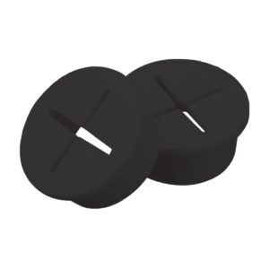 Kabelbeschermer 20mm - Rond - Rubberen Stof Plug voor kabels organiseren - Zwart - 2 stuks