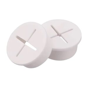 Kabelbeschermer 25mm - Rond - Rubberen Stof Plug voor kabels organiseren - Wit - 2 stuks