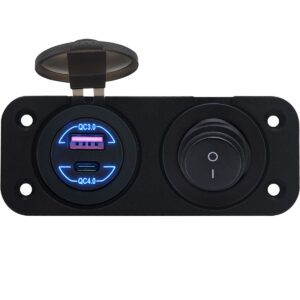 ProRide 12V USB Autolader 2 Poorten Inbouw - QC4.0 - Tweevoudig inbouw paneel - Blauw