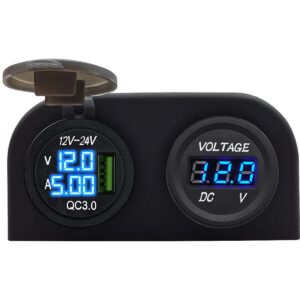 ProRide 12V USB Autolader Opbouw met Voltmeter/Ampèremeter - QC3.0 - Tweevoudig opbouw