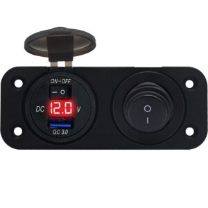 ProRide 12V USB Autolader Inbouw met Schakelaar/Voltmeter - 5V/2.4A - Tweevoudig inbouw paneel - Rood