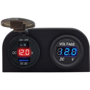 ProRide 12V USB Autolader Opbouw met Schakelaar - 5V/2.4A - Tweevoudig opbouw met Voltmeter - Rood