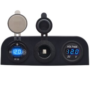 ProRide 12V USB Autolader 2 Poorten - QC3.0 - Voltmeter en 12V/24V Sigarettenplug - Drievoudig opbouw paneel