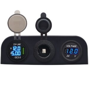 ProRide 12V USB Autolader 1 Poort - Voltmeter en 12V/24V Sigarettenplug - Drievoudig opbouw paneel
