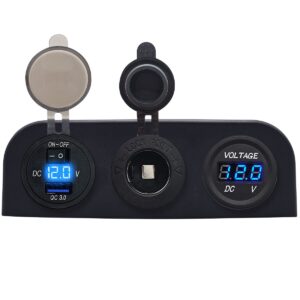 ProRide 12V USB Autolader 1 Poort - 5V/2.4A - Voltmeter en 12V/24V Sigarettenplug - Drievoudig opbouw paneel