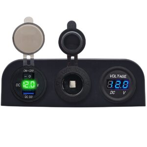 ProRide 12V USB Autolader 1 Poort - 5V/2.4A - Voltmeter en 12V/24V Sigarettenplug - Drievoudig opbouw paneel