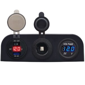 ProRide 12V USB Autolader 1 Poorten - Voltmeter en 12V/24V Sigarettenplug - Drievoudig opbouw paneel