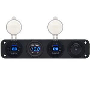 ProRide 12V USB Autolader 6 Poorten - QC3.0 - Voltmeter en Schakelaar - Viervoudig inbouw paneel