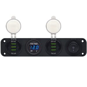 ProRide 12V USB Autolader 6 Poorten - QC3.0 - Voltmeter en Schakelaar - Viervoudig inbouw paneel