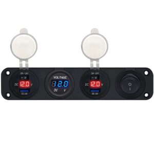ProRide 12V USB Autolader 2 Poorten - Voltmeter en Schakelaar - Viervoudig inbouw paneel