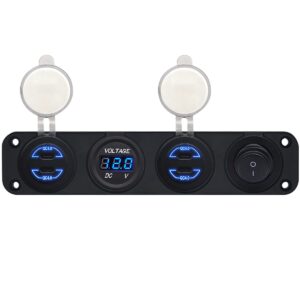 ProRide 12V USB C Autolader 4 Poorten - 30W/QC4.0 - Voltmeter en Schakelaar - Viervoudig inbouw paneel