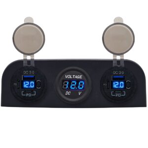 ProRide 12V USB Autolader 6 Poorten - QC3.0 - P19106 - Drievoudig opbouw paneel met Voltmeter