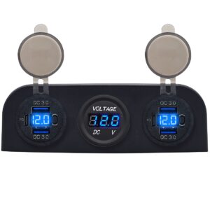 ProRide 12V USB Autolader 6 Poorten - QC3.0 - P19160 - Drievoudig opbouw paneel met Voltmeter