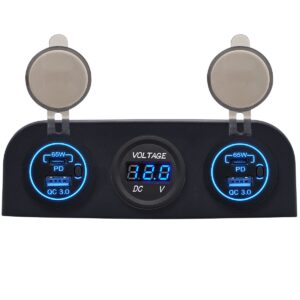 ProRide 12V USB Autolader 4 Poorten - 65W/QC3.0 - P19172 - Drievoudig opbouw paneel met Voltmeter