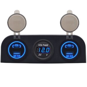 ProRide 12V USB Autolader 4 Poorten - QC3.0 - P19174 - Drievoudig opbouw paneel met Voltmeter