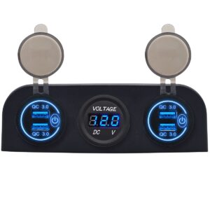 ProRide 12V USB Autolader 4 Poorten - QC3.0 - P12523 - Drievoudig opbouw paneel met Voltmeter