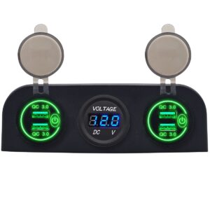 ProRide 12V USB Autolader 4 Poorten - QC3.0 - P12526 - Drievoudig opbouw paneel met Voltmeter