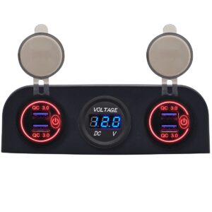 ProRide 12V USB Autolader 4 Poorten - QC3.0 - P12530 - Drievoudig opbouw paneel met Voltmeter