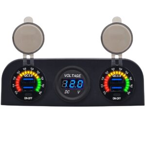 ProRide 12V USB Autolader 4 Poorten - QC3.0 - P19103 - Drievoudig opbouw paneel met Voltmeter