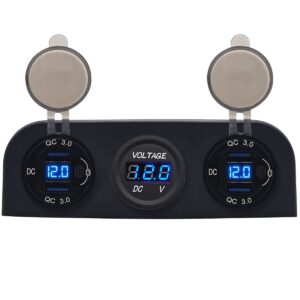 ProRide 12V USB Autolader 4 Poorten - QC3.0 - P19104 - Drievoudig opbouw paneel met Voltmeter