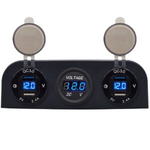 ProRide 12V USB Autolader 4 Poorten - 5V/2.4A - P19108 - Drievoudig opbouw paneel met Voltmeter