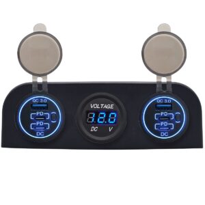 ProRide 12V USB Autolader 6 Poorten - QC3.0 - P19171 - Drievoudig opbouw paneel met Voltmeter