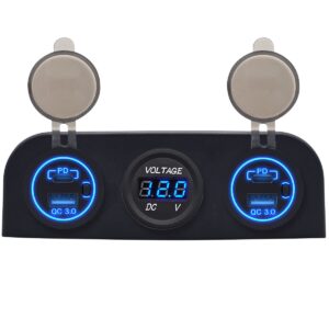 ProRide 12V USB Autolader 4 Poorten - QC3.0 - P19173 - Drievoudig opbouw paneel met Voltmeter