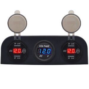 ProRide 12V USB Autolader 4 Poorten - 5V/2.4A - P53116 - Drievoudig opbouw paneel met Voltmeter