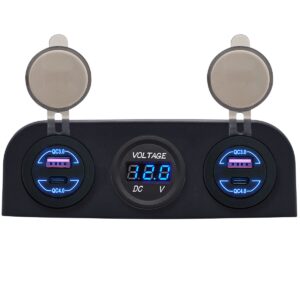 ProRide 12V USB Autolader 4 Poorten - QC4.0 - P129565 - Drievoudig opbouw paneel met Voltmeter