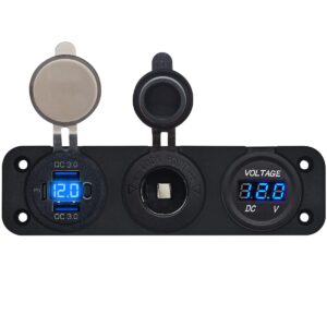 ProRide 12V USB Autolader 3 Poorten - QC3.0 - Voltmeter en 12V/24V Sigarettenplug - Drievoudig inbouw
