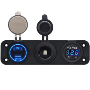 ProRide 12V USB Autolader 2 Poorten - QC3.0 - Voltmeter en 12V/24V Sigarettenplug - Drievoudig inbouw