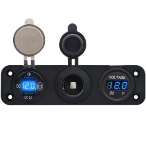 ProRide 12V USB Autolader 2 Poorten - QC3.0 - Voltmeter en 12V/24V Sigarettenplug - Drievoudig inbouw