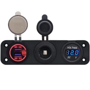 ProRide 12V USB Autolader 2 Poorten - QC3.0 - Voltmeter en 12V/24V Sigarettenplug - Drievoudig inbouw