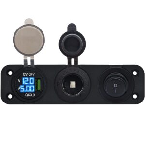 ProRide 12V USB Autolader 1 Poort - Drievoudig inbouw paneel - Sigaretten stopcontact en Schakelaar
