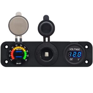 ProRide 12V USB Autolader 2 Poorten - QC3.0 - Voltmeter en 12V/24V Sigarettenplug - Drievoudig inbouw