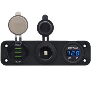 ProRide 12V USB Autolader 3 Poorten - QC3.0 - Voltmeter en 12V/24V Sigarettenplug - Drievoudig inbouw