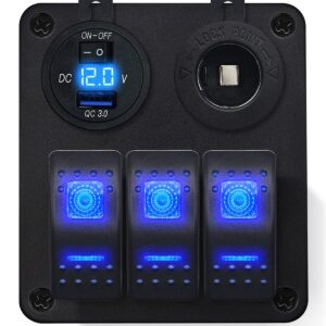ProRide Schakelpaneel 12V voor Auto/Boot - USB Lader met Sigaretten stopcontact - 5V/2.4A - 3 schakelaars