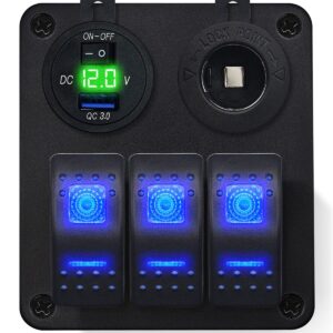 ProRide Schakelpaneel 12V voor Auto/Boot - USB Lader met Sigaretten stopcontact - 5V/2.4A - 3 schakelaars