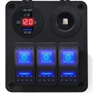 ProRide Schakelpaneel 12V voor Auto/Boot - USB Lader met Sigaretten stopcontact - 5V/2.4A - 3 schakelaars