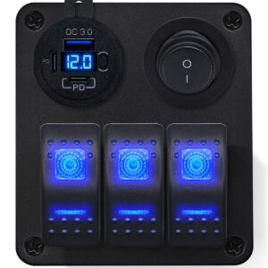 ProRide Schakelpaneel 12V voor Auto/Boot - USB C Lader 3 poorten met Schakelaar - QC3.0 - 3 schakelaars