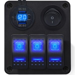 ProRide Schakelpaneel 12V voor Auto/Boot - USB C Lader 3 poorten met Schakelaar - QC3.0 - 3 schakelaars