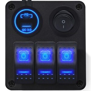 ProRide Schakelpaneel 12V voor Auto/Boot - USB Lader 2 poorten met Schakelaar - QC3.0 - 3 schakelaars