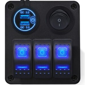 ProRide Schakelpaneel 12V voor Auto/Boot - USB Lader 2 poorten met Schakelaar - QC3.0 - 3 schakelaars