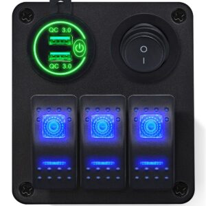 ProRide Schakelpaneel 12V voor Auto/Boot - USB Lader 2 Poorten met Schakelaar - QC3.0 - PUSB1QC-G - 3 schakelaars