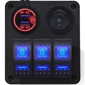 ProRide Schakelpaneel 12V voor Auto/Boot - USB Lader 2 Poorten met Schakelaar - QC3.0 - PUSB1QC-R - 3 schakelaars