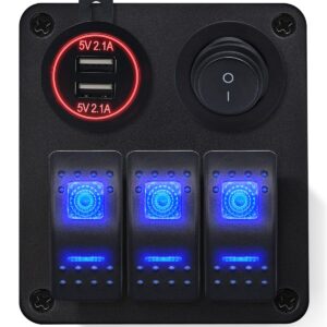 ProRide Schakelpaneel 12V voor Auto/Boot - USB Lader 2 Poorten met Schakelaar - 5V/2.1A - 3 schakelaars