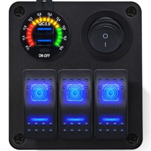 ProRide Schakelpaneel 12V voor Auto/Boot - USB Lader 2 Poorten met Schakelaar - QC3.0 - 3 schakelaars