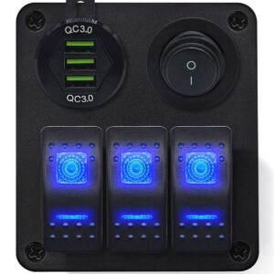 ProRide Schakelpaneel 12V voor Auto/Boot - USB Lader 3 Poorten met Schakelaar - QC3.0 - DS2085B - 3 schakelaars